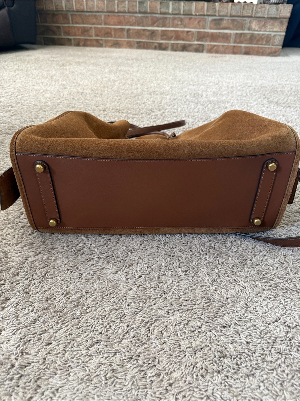 Coach Chocolate Brown Suede Tote with Leather Trim - Picture 11 of 13